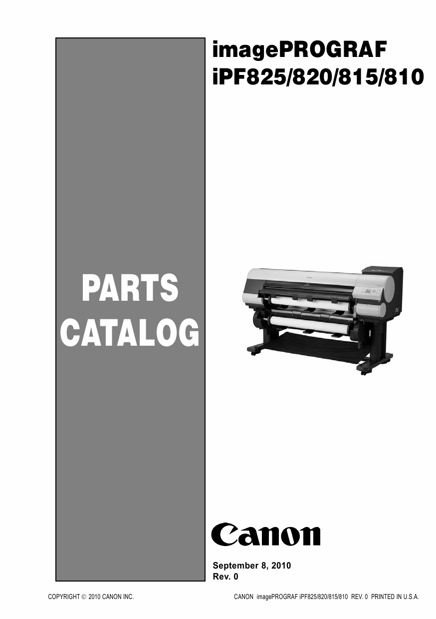 Canon imagePROGRAF iPF-825 820 815 810 Parts Catalog Manual-1